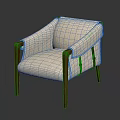 Modern Beige Fabric Armchair With Wooden Arms Legs And Leather Straps