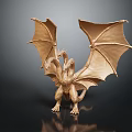 Golden Dragon Sculpture Artisan Carved With Spread Wings And Intricate Details