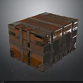 Vintage Wooden Storage Trunk with Metal Fittings and Brass Lock Accents