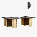 Modern Dining Tables With Patterned Marble Tops And Golden Cylindrical Legs