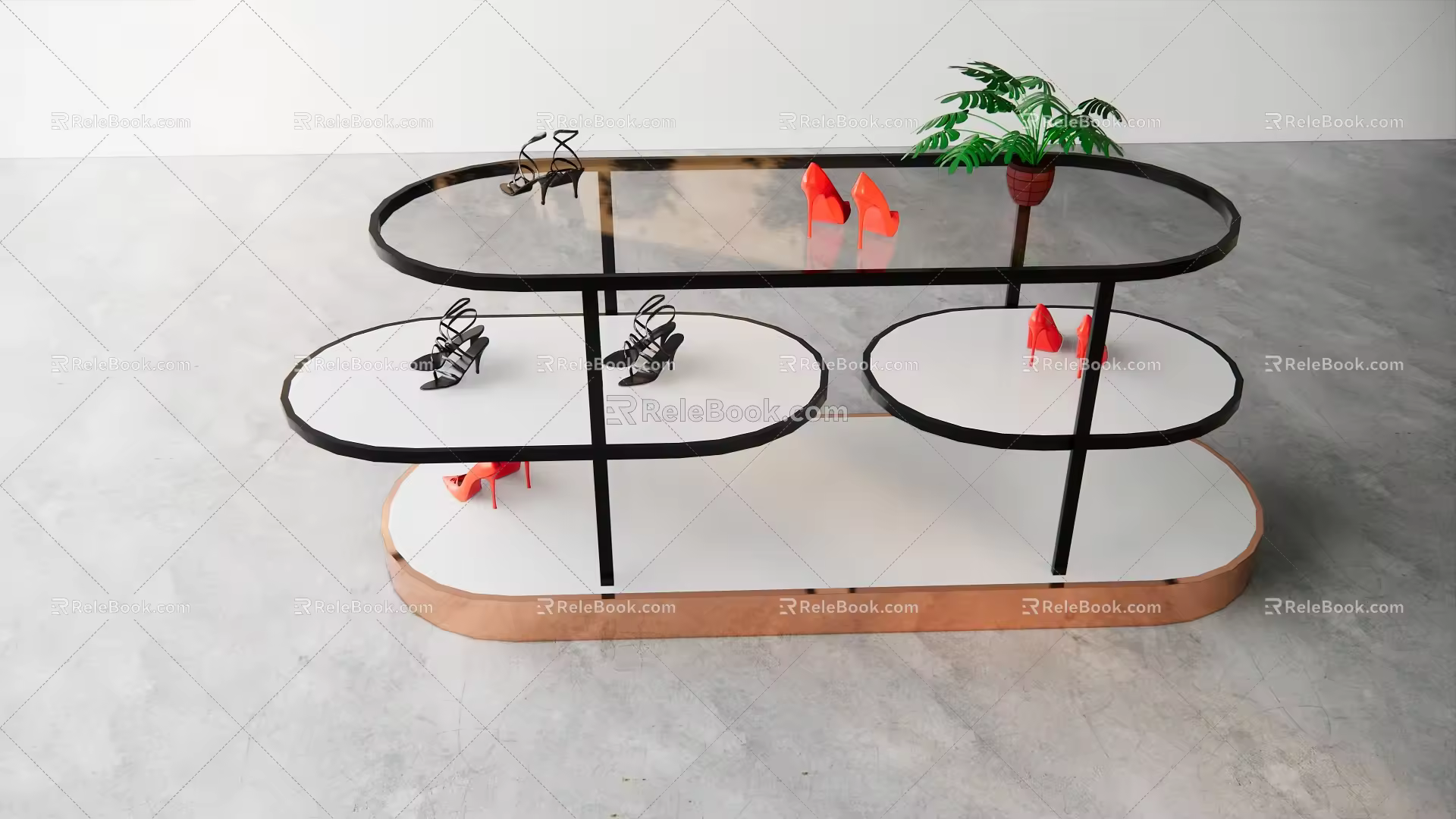 Modern Display Table Shoe Store Nakajima Sale Rack High and Low Table Display Cabinet Low Cabinet 3d model