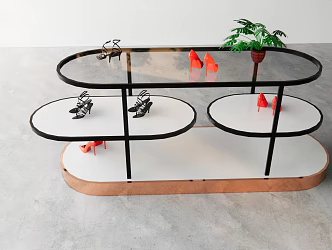 Modern Display Table Shoe Store Nakajima Sale Rack High and Low Table Display Cabinet Low Cabinet 3d model