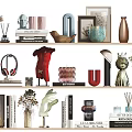 Modern Decorative Ornament Set With Vases Sculptures Books And Picture Frames