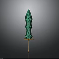 Fantasy Sword Design Featuring Green Blade Intricate Patterns Yellow Hilt And Orange Accents