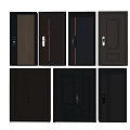 Different Dark Colored Security Doors with Various Panel and Handle Designs 3d model