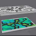 Decorative Trays Featuring Topographic Patterns Black White And Colorful Design 3d model
