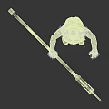 Zombie Creature Character With Wounded Body Tattered Pants Holding Axe And Shield