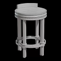 Traditional Wooden Bar Stool With Round Seat And Intricate Carved Legs Design