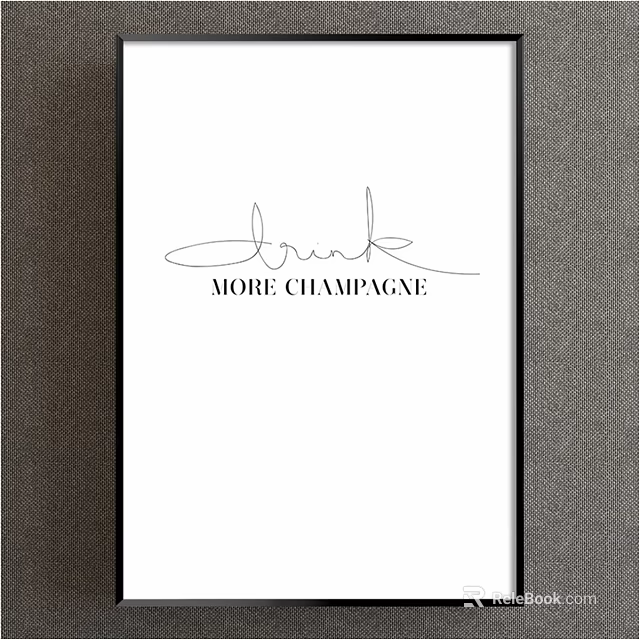 Elegant Wall Art Design with Drink Script and More Champagne Text 3d model 
