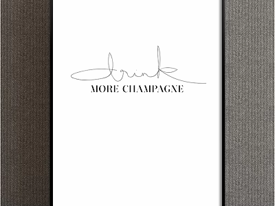 Elegant Wall Art Design with Drink Script and More Champagne Text 3d model
