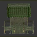 Traditional Wooden House Featuring Green Tiled Roof And Elevated Wooden Balcony Stairs