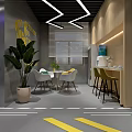 Modern Fitness Gym Interior With Workout Equipment Yellow Arrow Markings And Wall Art