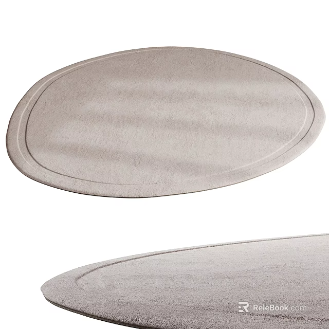 Soft Light Beige Circular Rug With Comfortable Texture For Indoor Living Room Decor 3d model 