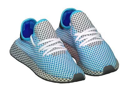 Breathable Blue White Mesh Sneakers With White Laces And Gray Sole Shoes 3d model