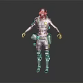 Detailed Game And Movie Character In Green Tactical Gear With Mask And Mechanical Design