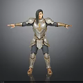 A Man Wearing Metallic Armor With Golden Chest Plate And Outstretched Arms