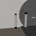 Modern Columns With Marble Texture Metal Base Top And Curved Accent Decor