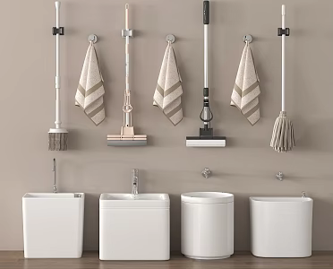 Mop pool mop pool mop bathroom small pieces 3d model