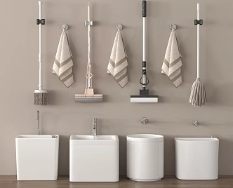 Mop pool mop pool mop bathroom small pieces 3d model