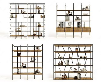 Modern Bookshelf Storage Rack Decorative Rack 3d model