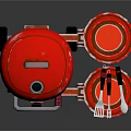 Red Portable Outdoor Grill With Wheel And Side Trays For Barbecue Use