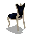 European Style Carved Dining Chair With Dark Blue Velvet Seat And Ornate Legs