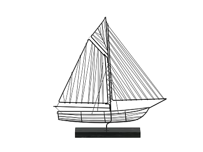 Sailboat Decorative Ornament Set With Line Art Design And Sturdy Base For Home Decor 3d model