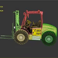 Yellow Forklift Vehicle with Front Forks Steering Wheel Seat and Safety Seat Belt