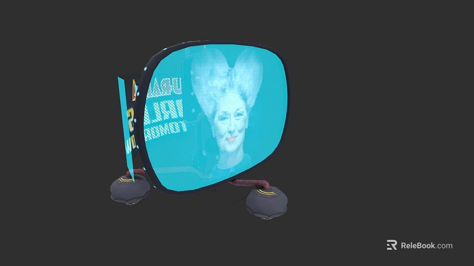 Vintage Electronic TV Appliance Featuring Blue Screen And Text 3d model 