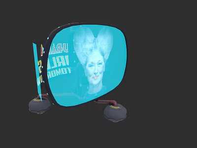 Vintage Electronic TV Appliance Featuring Blue Screen And Text 3d model