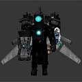 Mechanical Game Movie Character With Glowing Blue Lights Jetpack And Weapon Gear Design