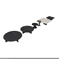 Modern Black And White Marble Coffee Tables With Black Base And Round Square Shapes