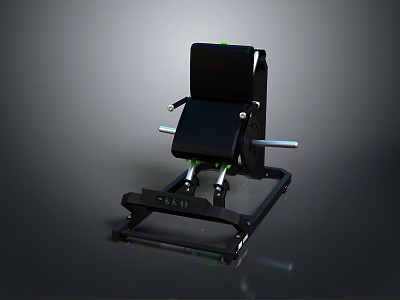 Black Leg Press Fitness Machine With Metal Frame And Green Accents 3d model