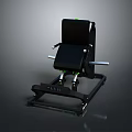 Black Leg Press Fitness Machine With Metal Frame And Green Accents
