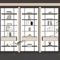 Modern Display Cabinet With Multiple Shelves Showcasing Books Photo Frames And Decorative Items 3d model