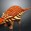Realistic Ankylosaurus Dinosaur 3D Model With Orange Armor Spikes And Texture