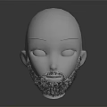 White Mannequin Head Showing Detailed Facial Features And Dark Curly Beard