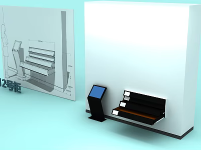 Modern Interior Wall Mounted Console Table With Step Design And Digital Screen 3d model