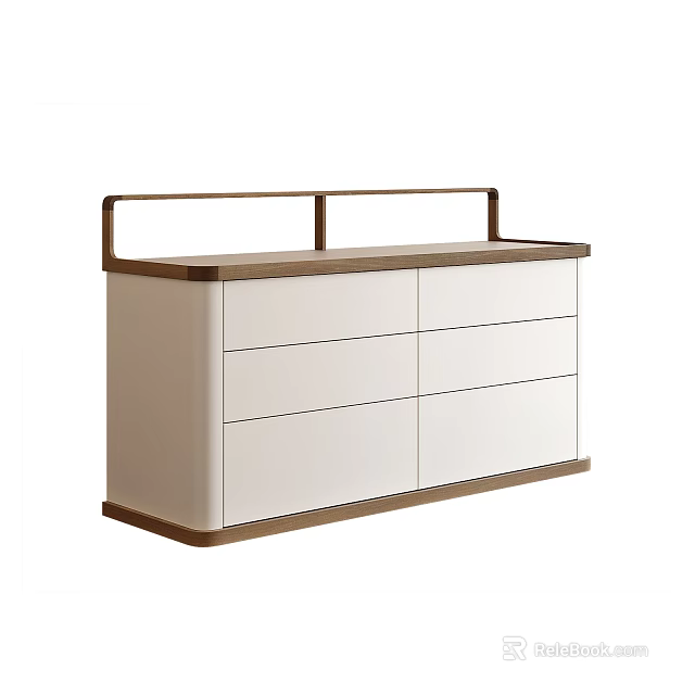 Modern Sleek Entryway Console Cabinet With White Storage Body Wooden Frame And Drawers Doors 3d model 