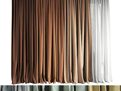 Brown And White Curtains With Multiple Colored Varieties For Home Decor 3d model