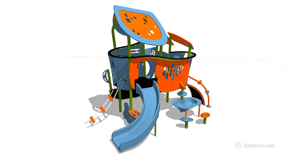 Colorful Playground Equipment With Slide Climbing Structure Canopy And Interactive Elements For Kids 3d model 