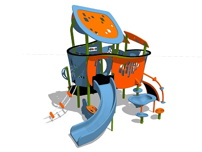 Colorful Playground Equipment With Slide Climbing Structure Canopy And Interactive Elements For Kids 3d model