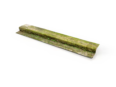 Wooden Stone Decorative Strip Featuring Natural Moss Covered Surface And Rustic Texture 3d model