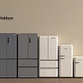 Poliform Refrigerators and Freezers Multiple Designs in Gray and White Arranged Against Wall