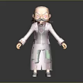 Cartoon Scientist With Bald Head Pink Sunglasses White Lab Coat Purple Vest And Green Pants