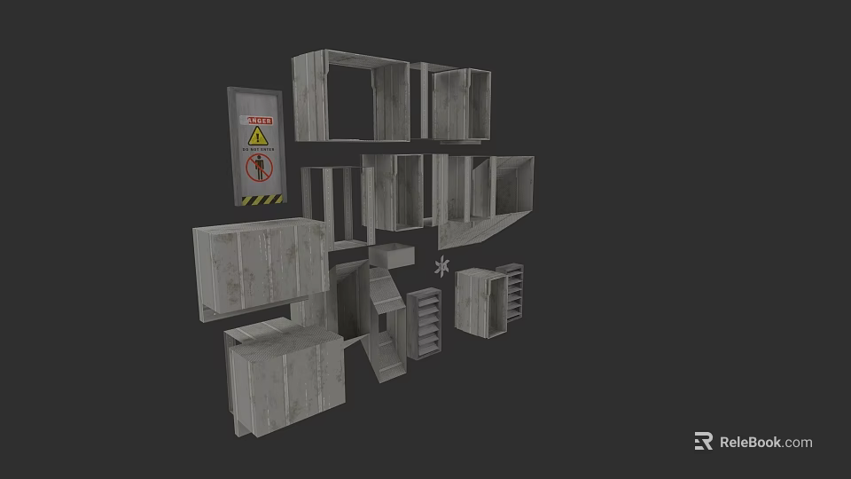 Gray Modular Electric Toys Building Blocks With Various Shapes And Structures 3d model