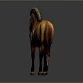 Brown Horse Standing With Detailed Mane And Shiny Coat In Gray Background