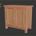 Simple Design Light Wood Wooden Cabinet With Double Doors And Metal Handles