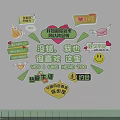 Decorative Photo Wall with Handwritten Notes Stickers on Friendship Love Life and Daily Vibes