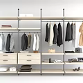Organized Wardrobe With Hanging Clothes Different Styles Jackets Shirts Dresses Drawers Shelves Bags Shoes